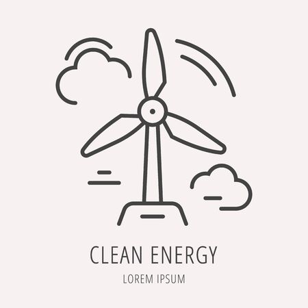 label eco clean energy. Line style template. Easy to use business template. Vector abstract emblem.のイラスト素材