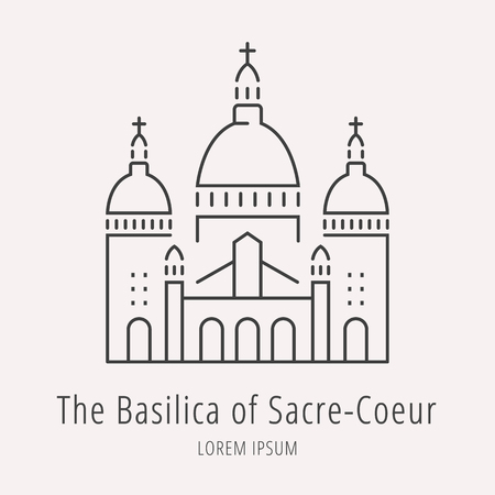 Set vector line icons in flat design Paris architecture and France building with elements for mobile concepts and web apps. Modern infographic logo and pictogram.のイラスト素材