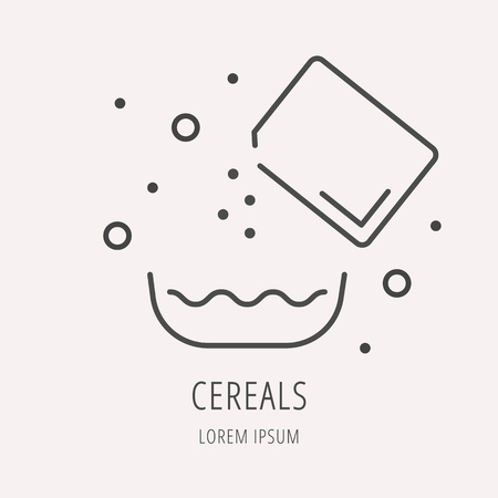 label meal. Line style template with cereals. Easy to use business template. Vector abstract or emblem.のイラスト素材