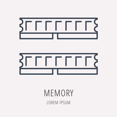 label PC upgrading. Line style template with PC memory. Easy to use business template. Vector abstract emblem.のイラスト素材