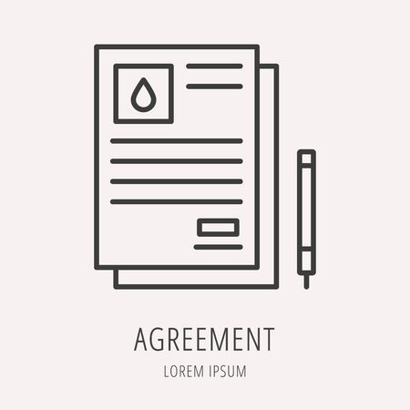 logo or label oil. Line style logotype template with agreement. Easy to use business template. Vector abstract logo or emblem.のイラスト素材