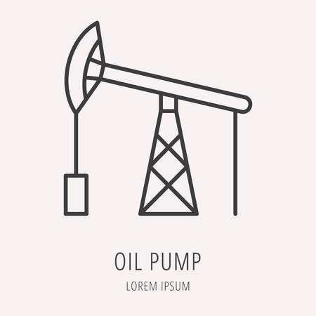 logo or label oil. Line style logotype template with pump. Easy to use business template. Vector abstract logo or emblem.のイラスト素材