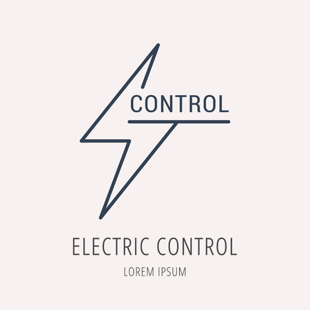 logo or label Electric ECO Control. Line style logotype. Easy to use business template. Vector abstract sign or emblem.のイラスト素材