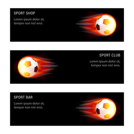 Vector Card Football Ball with fire. Template for Football Shop and Sports Bar and Clubのイラスト素材