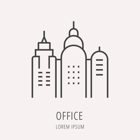 Logo or label office. Line style logotype. Easy to use office template. Vector abstract sign or emblem.のイラスト素材