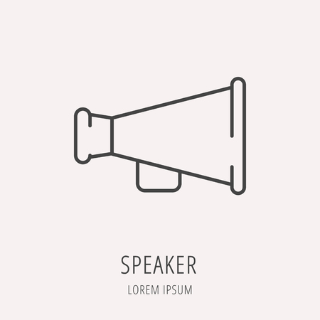 Logo or label speaker. Line style logotype. Easy to use speaker template. Vector abstract sign or emblem.のイラスト素材
