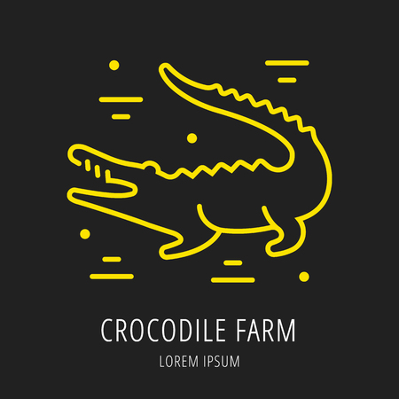 logo or label crocodile. Line style logotype template. Easy to use business template. Vector abstract logo or emblem.のイラスト素材