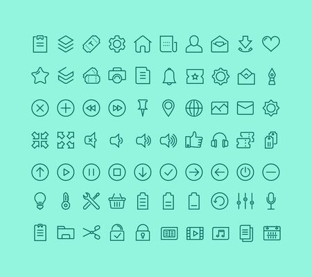 Set vector line icons in flat design minimalistic with elements for mobile concepts and web apps. Collection modern infographic logo and pictogram.のイラスト素材