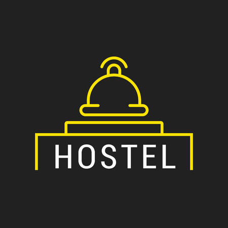 logo or label hostel. Line style logotype. Easy to use business template. Vector abstract sign or emblem.のイラスト素材