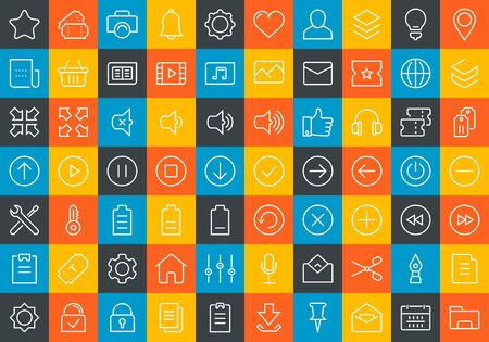 Set vector line icons in flat design minimalistic with elements for mobile concepts and web apps. Collection modern infographic logo and pictogram.のイラスト素材