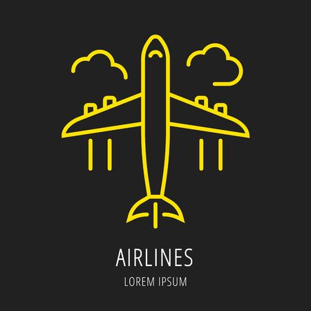 logo or label airlines. Line style logotype template. Easy to use business template. Vector abstract logo or emblem.のイラスト素材