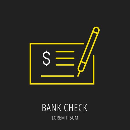 Logo or label bank check. Line style logotype. Easy to use bank check template.のイラスト素材