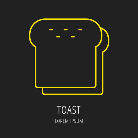 logo or label meal. Line style logotype template with toast. Easy to use business template. Vector abstract logo or emblem.のイラスト素材