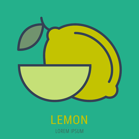 Logo or label lemon. Line style logotype. Easy to use lemon template. Vector abstract sign or emblem.のイラスト素材