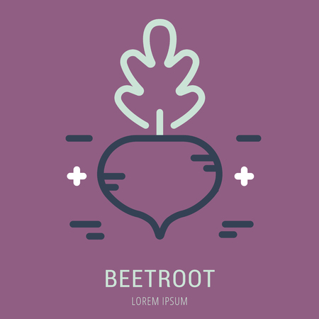 Logo or label beetroot. Line style logotype. Easy to use beetroot template. Vector abstract sign or emblem.のイラスト素材
