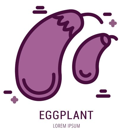 Logo or label eggplant. Line style logotype. Easy to use eggplant template. Vector abstract sign or emblem.のイラスト素材