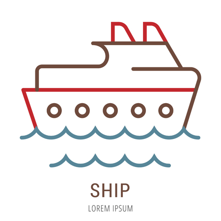 Logo or label ship. Line style logotype. Easy to use ship template. Vector abstract sign or emblem.のイラスト素材