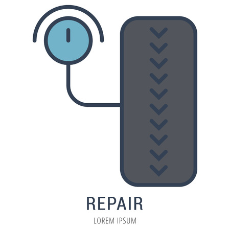 Logo or label repair. Line style logotype. Easy to use repair template. Vector abstract sign or emblem.のイラスト素材