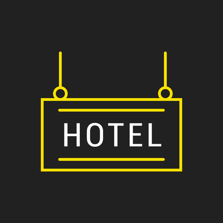 logo or label hotel. Line style logotype. Easy to use business template. Vector abstract sign or emblem.のイラスト素材