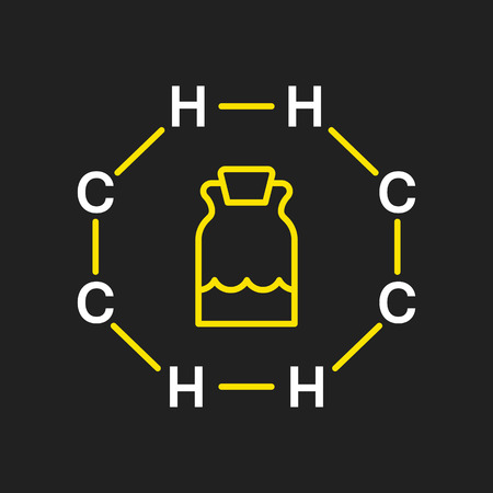 logo or label oil. Line style logotype template with chemical composition. Easy to use business template. Vector abstract logo or emblem.のイラスト素材