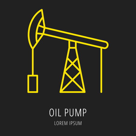 logo or label oil. Line style logotype template with pump. Easy to use business template. Vector abstract logo or emblem.のイラスト素材
