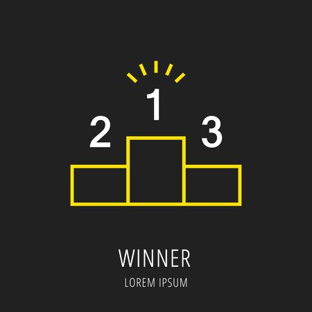 Logo or label winner. Line style logotype. Easy to use winner template. Vector abstract sign or emblem.のイラスト素材