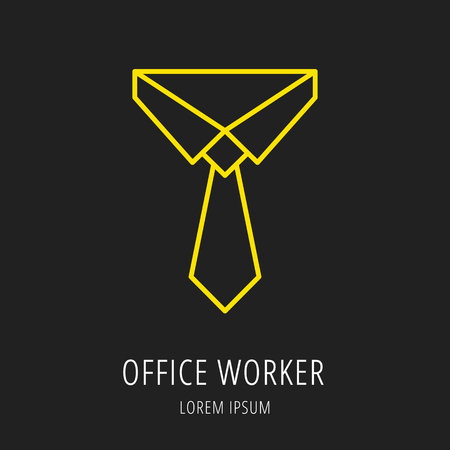 Logo or label office worker. Line style logotype. Easy to use office worker template. Vector abstract sign or emblem.のイラスト素材