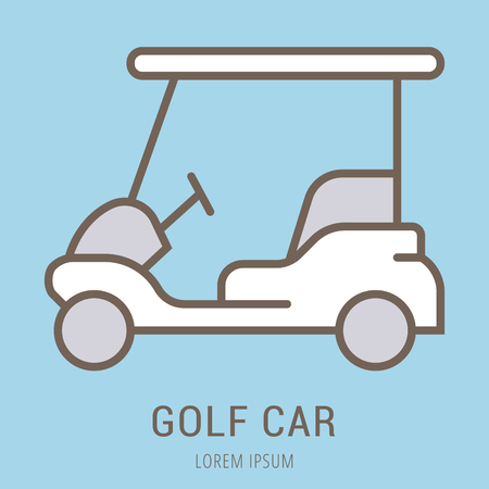 Logo or label golf car. Line style logotype. Easy to use golf car template. Vector abstract sign or emblem.のイラスト素材