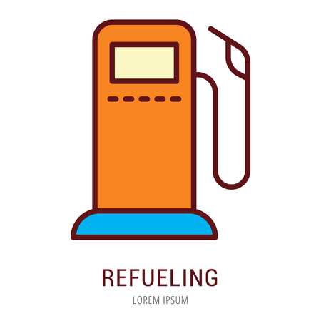 Logo or label refueling. Line style logotype. Easy to use refueling template. Vector abstract sign or emblem.のイラスト素材