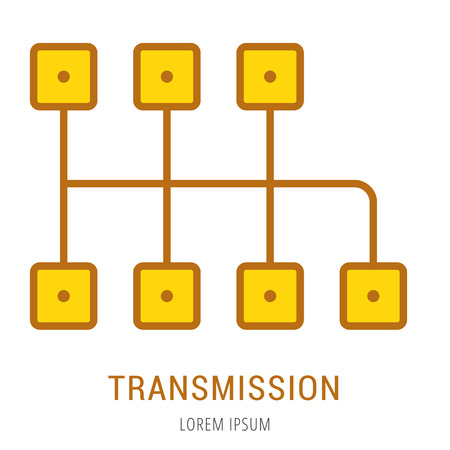 Logo or label transmission. Line style logotype. Easy to use transmission template. Vector abstract sign or emblem.のイラスト素材