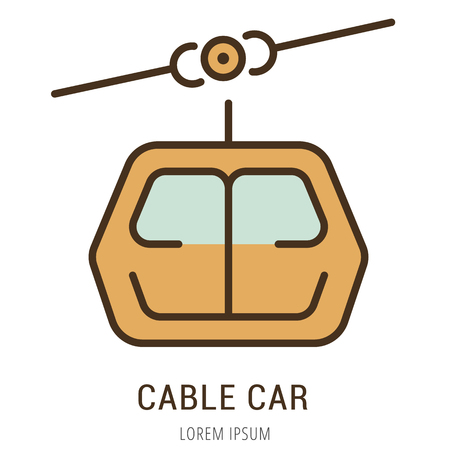 Logo or label cable car. Line style logotype. Easy to use cable car template. Vector abstract sign or emblem.のイラスト素材