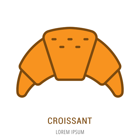 Logo or label croissant. Line style logotype. Easy to use croissant template. Vector abstract sign or emblem.のイラスト素材