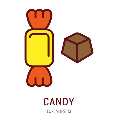 Logo or label candy. Line style logotype. Easy to use candy template. Vector abstract sign or emblem.のイラスト素材