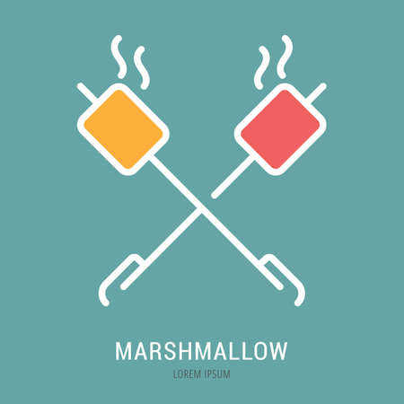 Logo or label marshmallow. Line style logotype.のイラスト素材