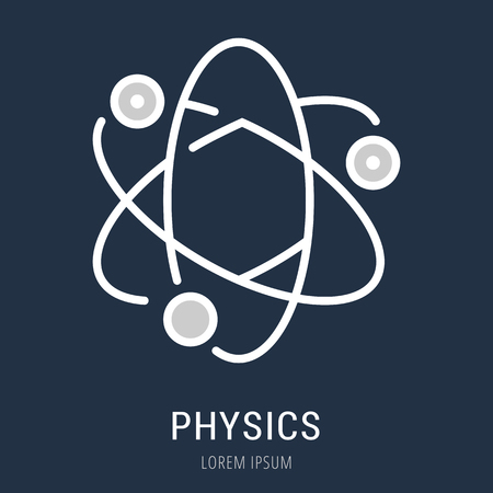 Logo or label physics. Line style logotype. Easy to use physics template. Vector abstract sign or emblem.のイラスト素材