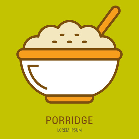 Logo or label porridge. Line style logotype. Easy to use porridge template. Vector abstract sign or emblem.のイラスト素材