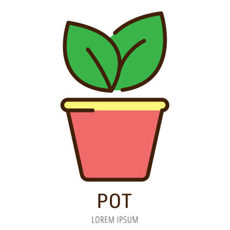 Logo or label pot. Line style logotype. Easy to use pot template. Vector abstract sign or emblem.のイラスト素材