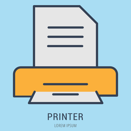 Logo or label printer. Line style logotype. Easy to use printer template. Vector abstract sign or emblem.のイラスト素材