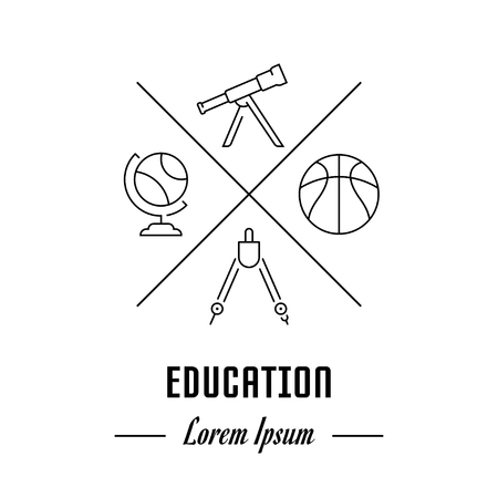 Line illustration of education. Concept for web banners and printed materials. Template for website banner and landing pageのイラスト素材
