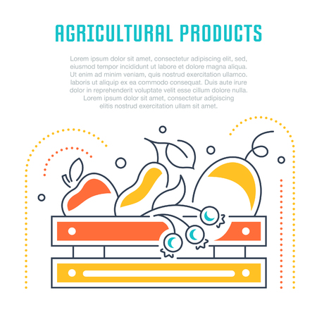 Line illustration of agricultural products. Concept for web banners and printed materials. Template for website banner and landing page.のイラスト素材