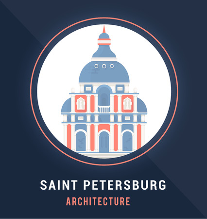 Illustration of Saint-Petersburg architecture. Vector illustration for web pages, banners, posters and postcards.のイラスト素材