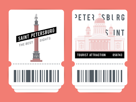 Set of illustration of Saint-Petersburg tickets.のイラスト素材