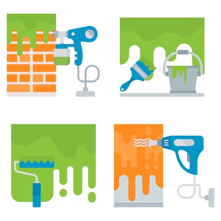 Set of repair tools banners. Vector illustrations for web pages.のイラスト素材