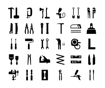 Set vector icons of building tools. Collection of vector isolated objects on white background.のイラスト素材