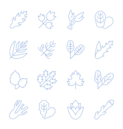 Set of vector line icons, sign and symbols with flat elements of greenery for modern concepts, web and apps. Collection of infographics logos and pictograms.のイラスト素材