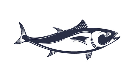 Vector illustration of the fish badge in vintage style.のイラスト素材