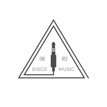 Vector badge of disco music. Logotype for printing, t-shirts, festival and parties.のイラスト素材