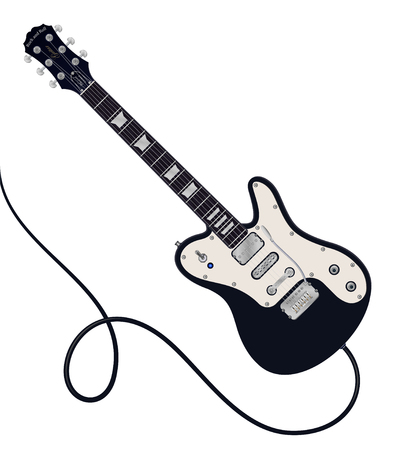 Vector illustration of six-string electric guitar on white background.のイラスト素材
