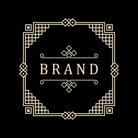 Template for luxury logos, monograms, and labels. Frame with borders for a restaurant, royalty, boutique, hotel, heraldic, jewelry, fashion, and other vector illustration.のイラスト素材