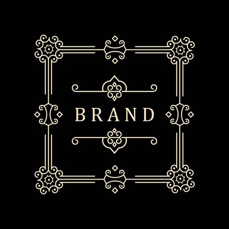 Template for luxury logos, monograms, and labels. Frame with borders for a restaurant, royalty, boutique, hotel, heraldic, jewelry, fashion, and other vector illustration.のイラスト素材